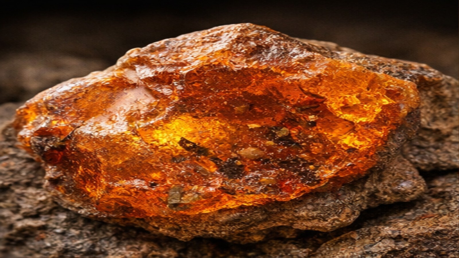 raw amber fossilized resin unpolished macro close up