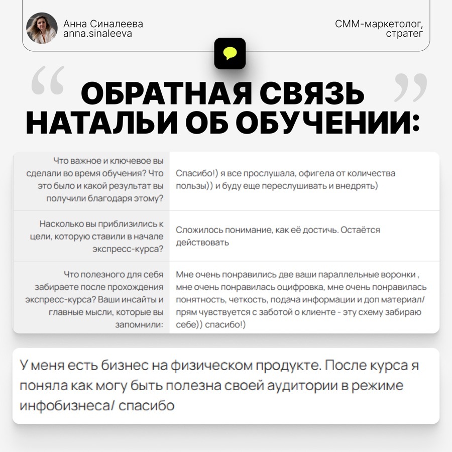 Отзыв ученицы интенсива