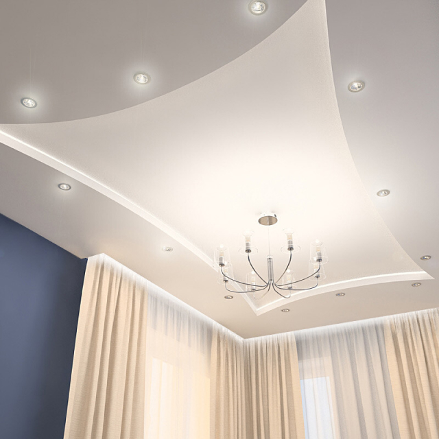 Матовый потолок в гостиной