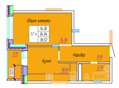 ЖК Волжская тройка планировка однокомнатной квартиры