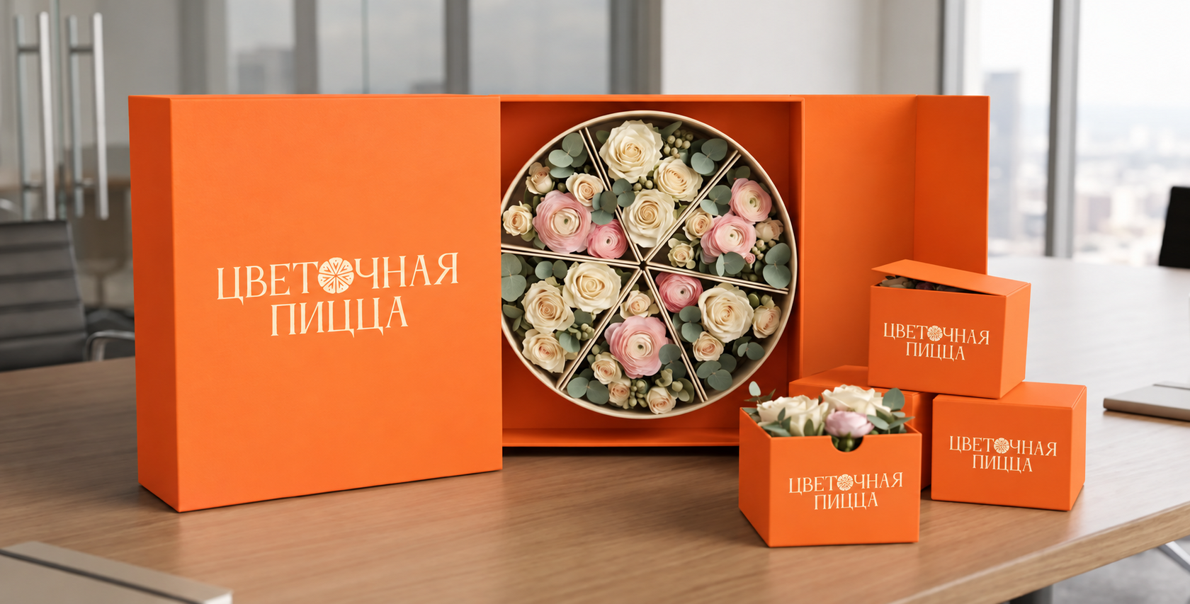Цветочная пицца в офисе