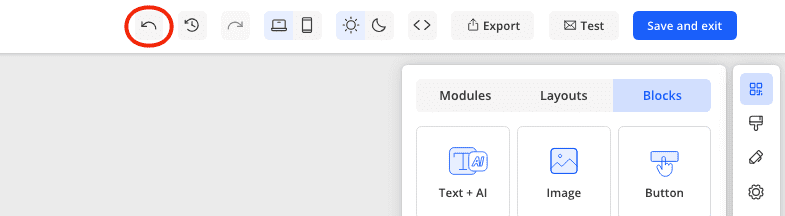 Click the undo button to undo your last edit