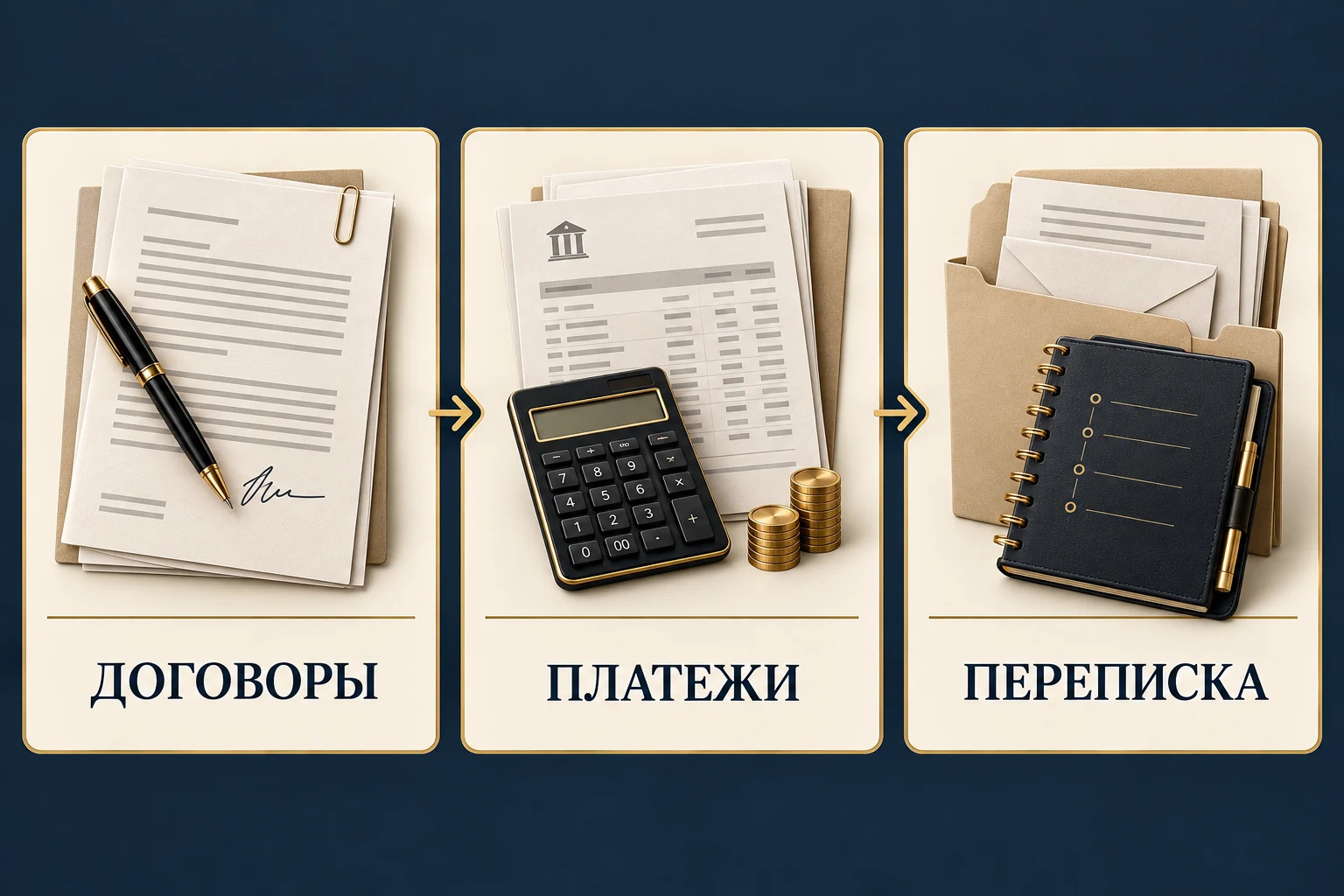 Концептуальная схема материалов для анализа деловой операции: договоры, платежи и переписка