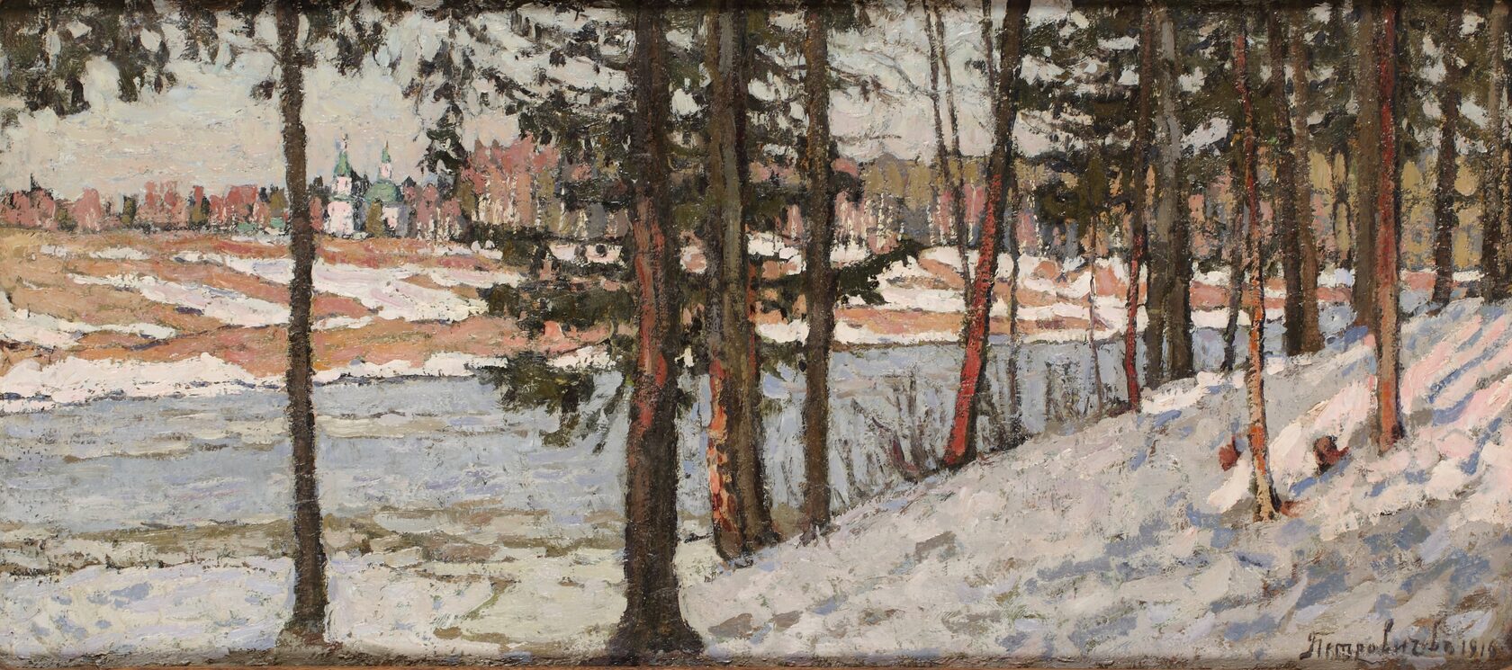 Зимний пейзаж с рекой. 1916 