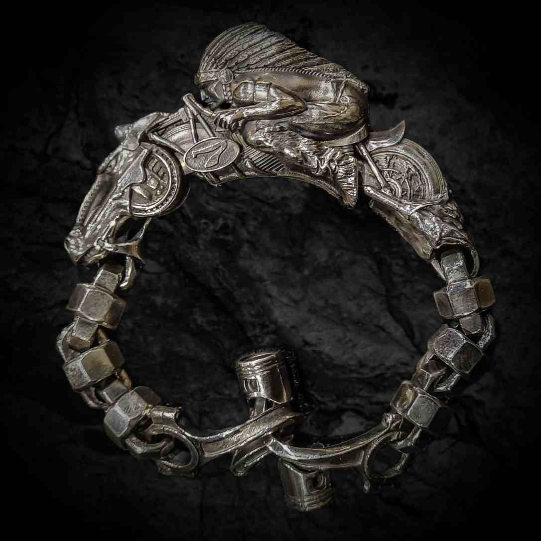 Серебряный браслет, мужской серебряный браслет, брутальный браслет.