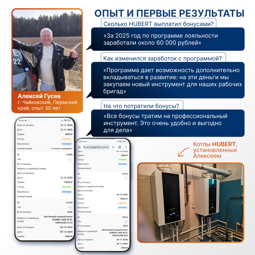 Кейс Алексея Гусева: выплаты за установки и новый профессиональный инструмент
