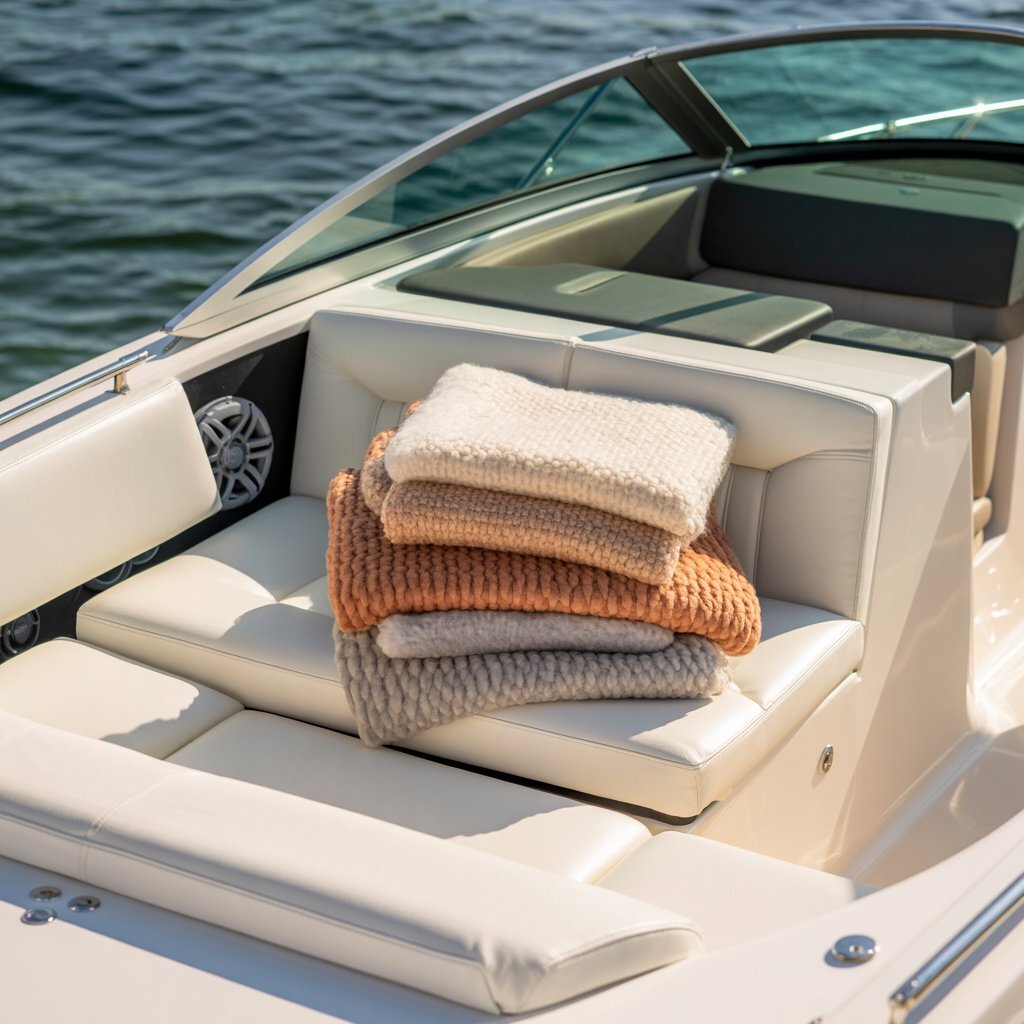 Теплые пледы на катере Green - комфорт в любую погоду