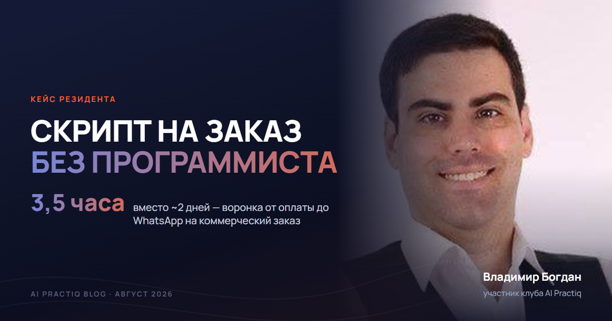 Владимир Богдан собрал скрипт автоматизации воронки на коммерческий заказ
