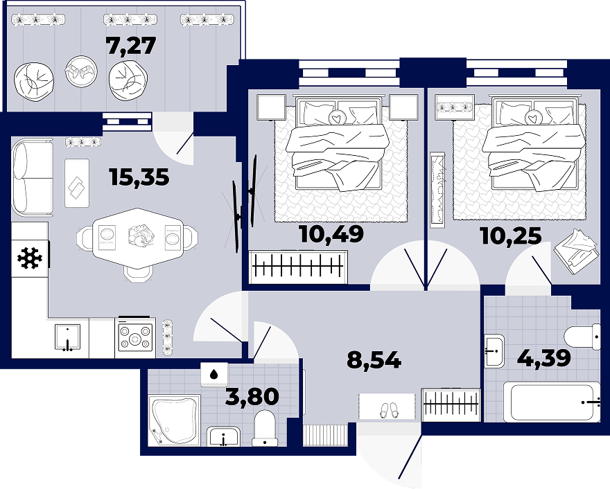 Планировка двухкомнатной квартиры