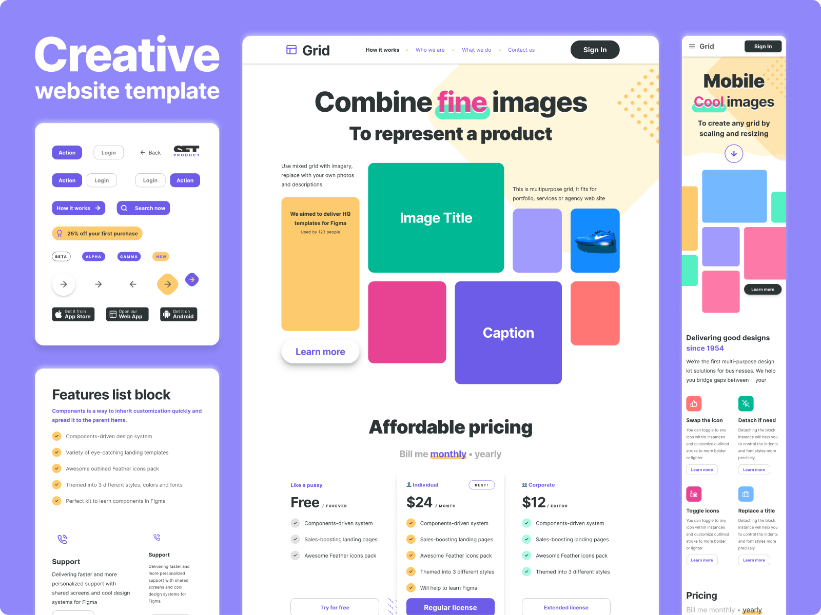 Free Figma website template Creative landing page design