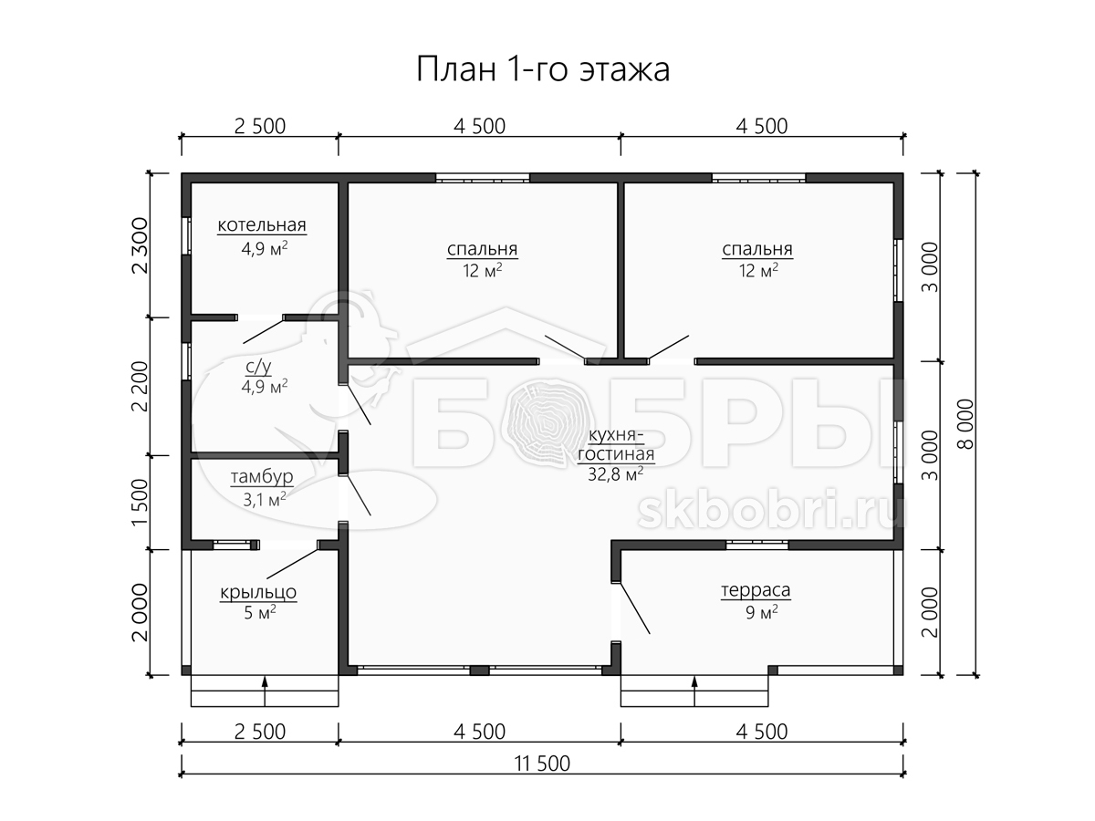 План брусового дома 6х4