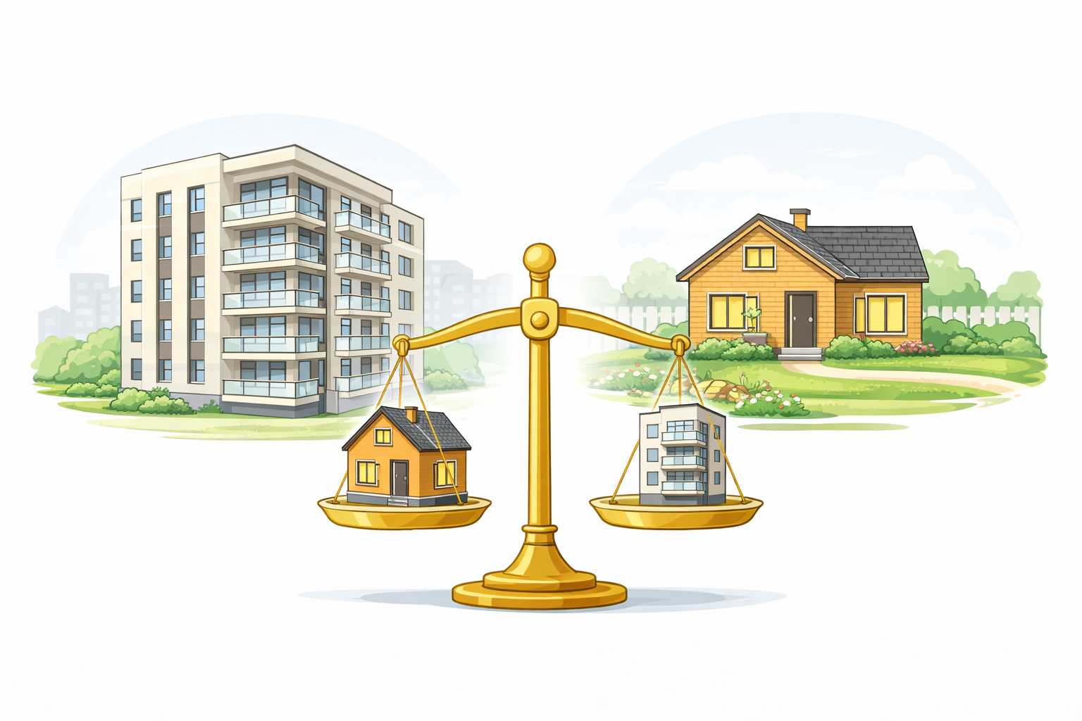 Сравнение стоимости покупки и владения домом и квартирой