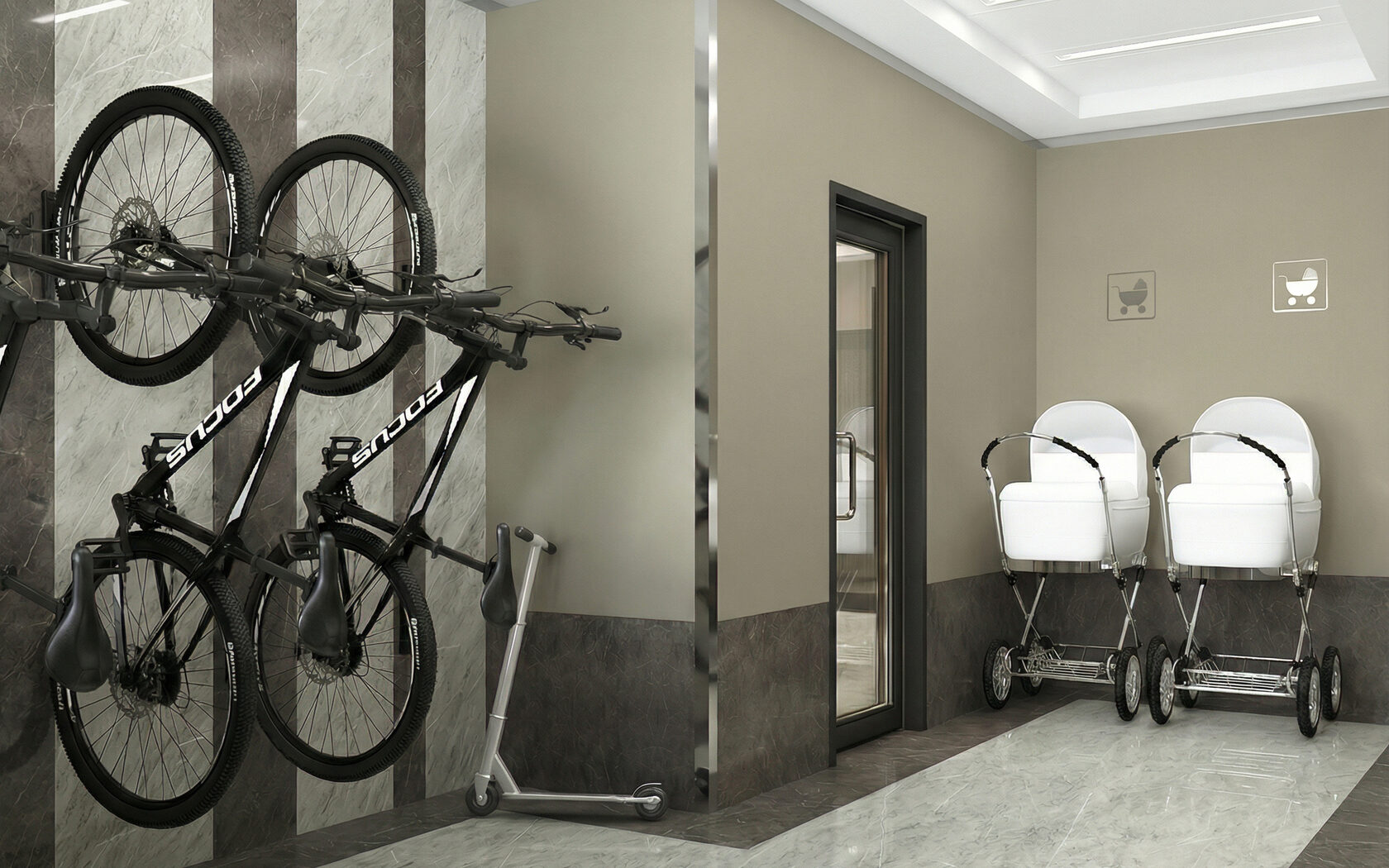 APXPLAN. Дизайн помещения для колясок и хранения велосипедов