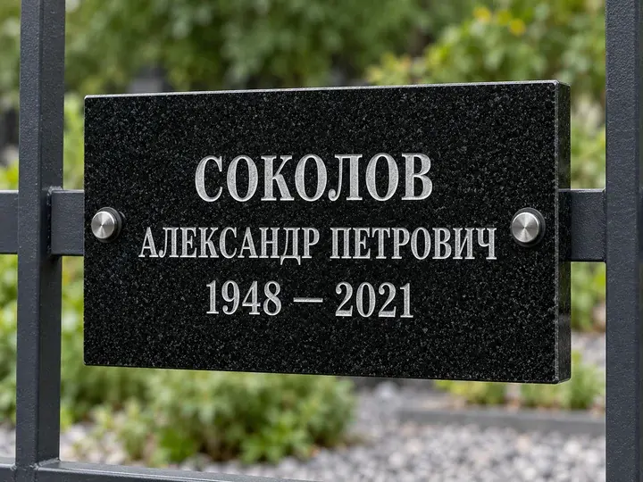Визуализация: классическая надпись на ограде, 2 отверстия по бокам