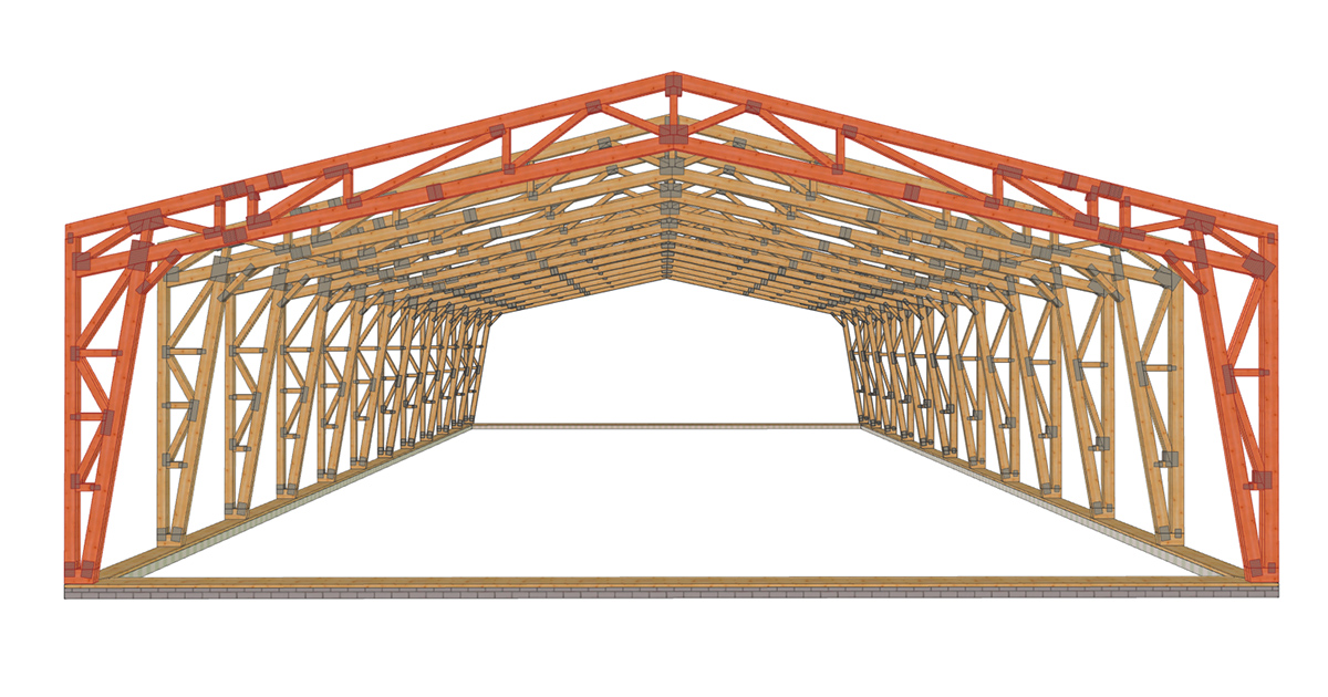 Каркасный ангар из дерева чертежи