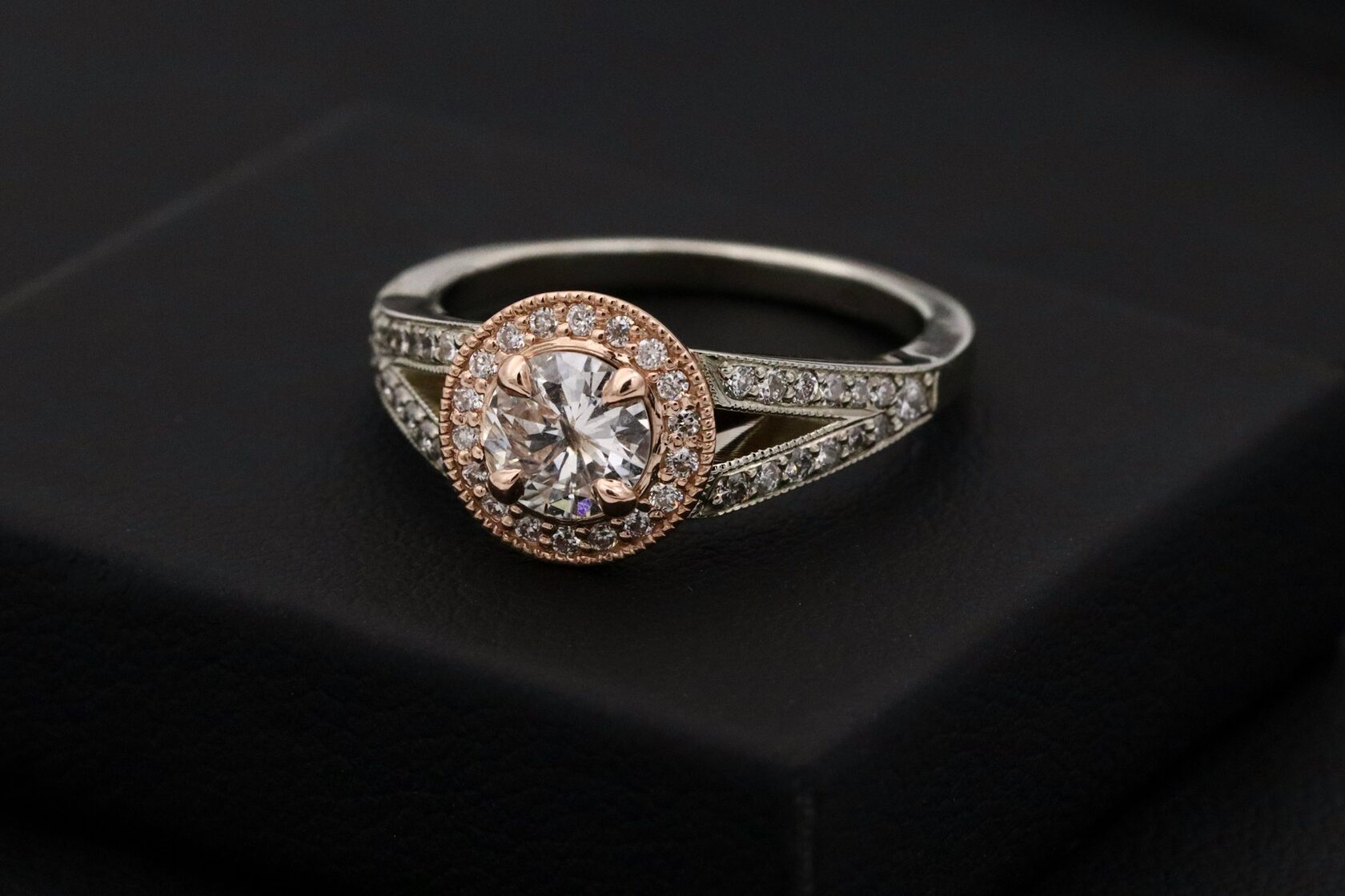 Solitaire diamond ring on minimal stand
