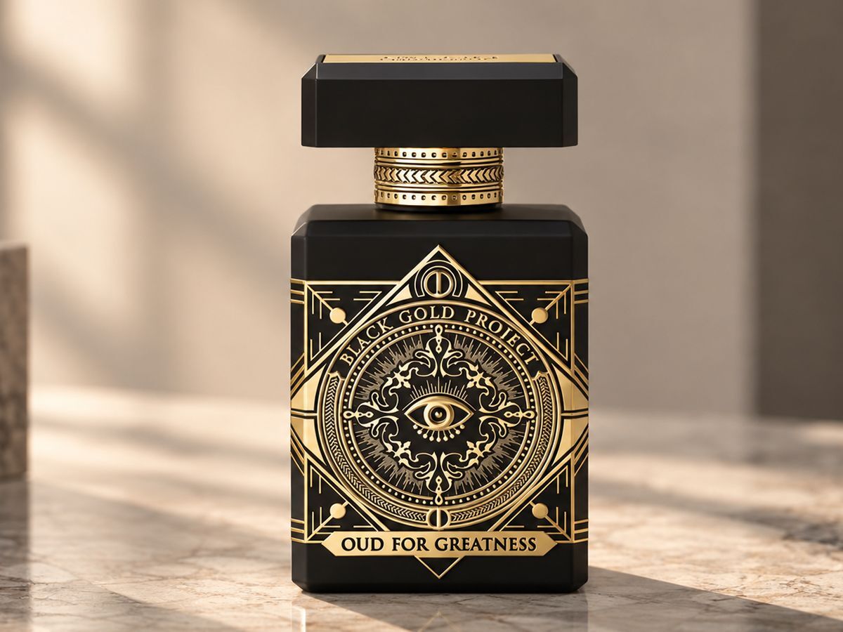 Initio Oud for Greatness — флакон парфюма на стойке магазина