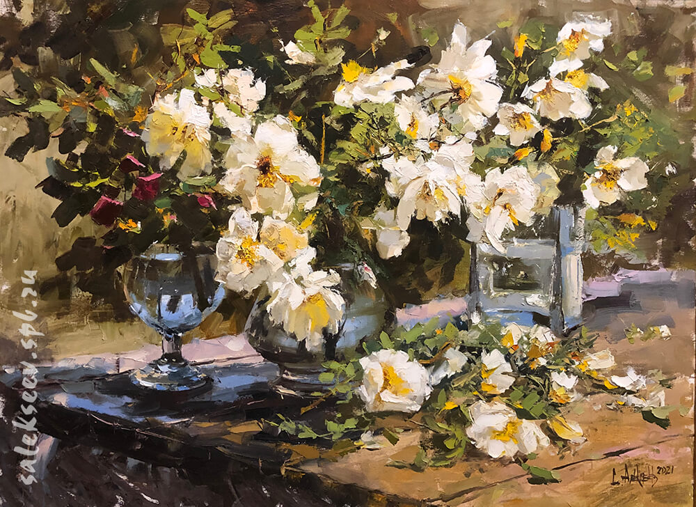 Bush rose. 2021. Oil on canvas, 75x100 cm