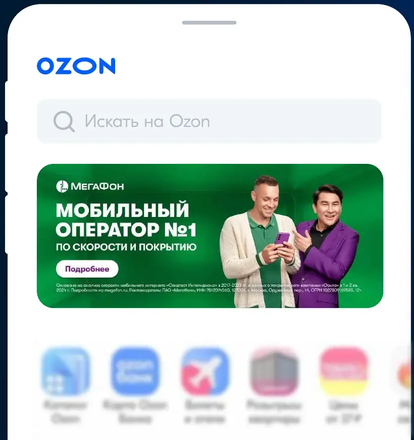 Ozon · баннер на главной