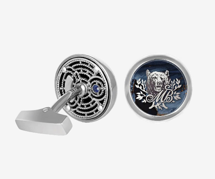 золотые запонки на заказ с авторской накладкой