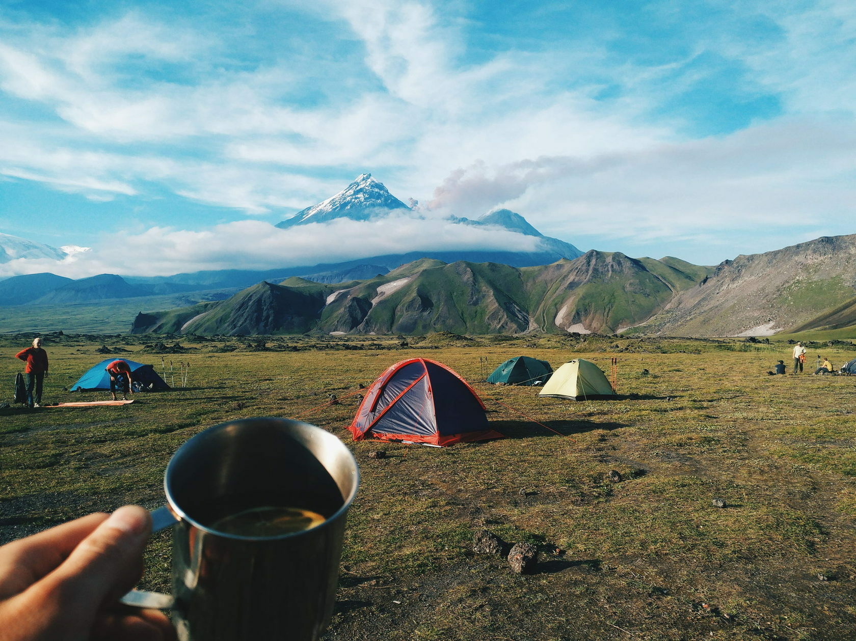 Туристы в горах Камчатки