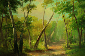 пейзаж дорога в лесу