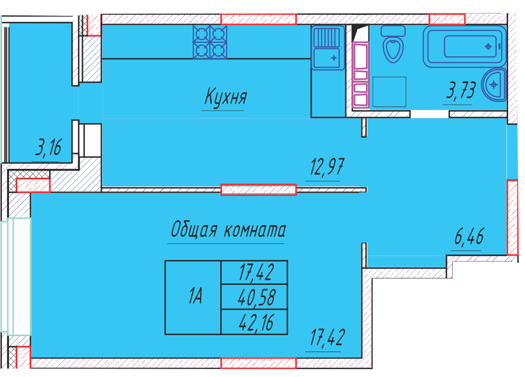 ЖК Волжская тройка планировка однокомнатной квартиры