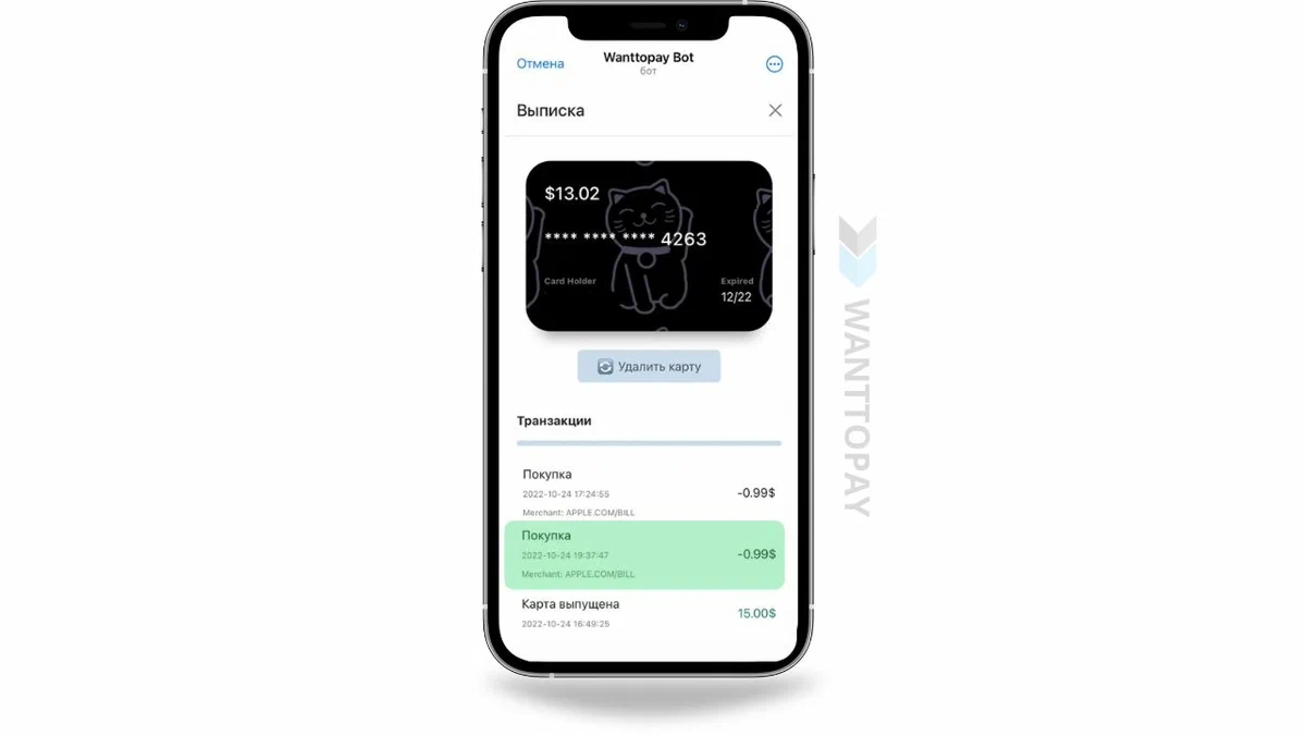 Как оплатить подписку iCloud в Apple Store с помощью виртуальной карты.
