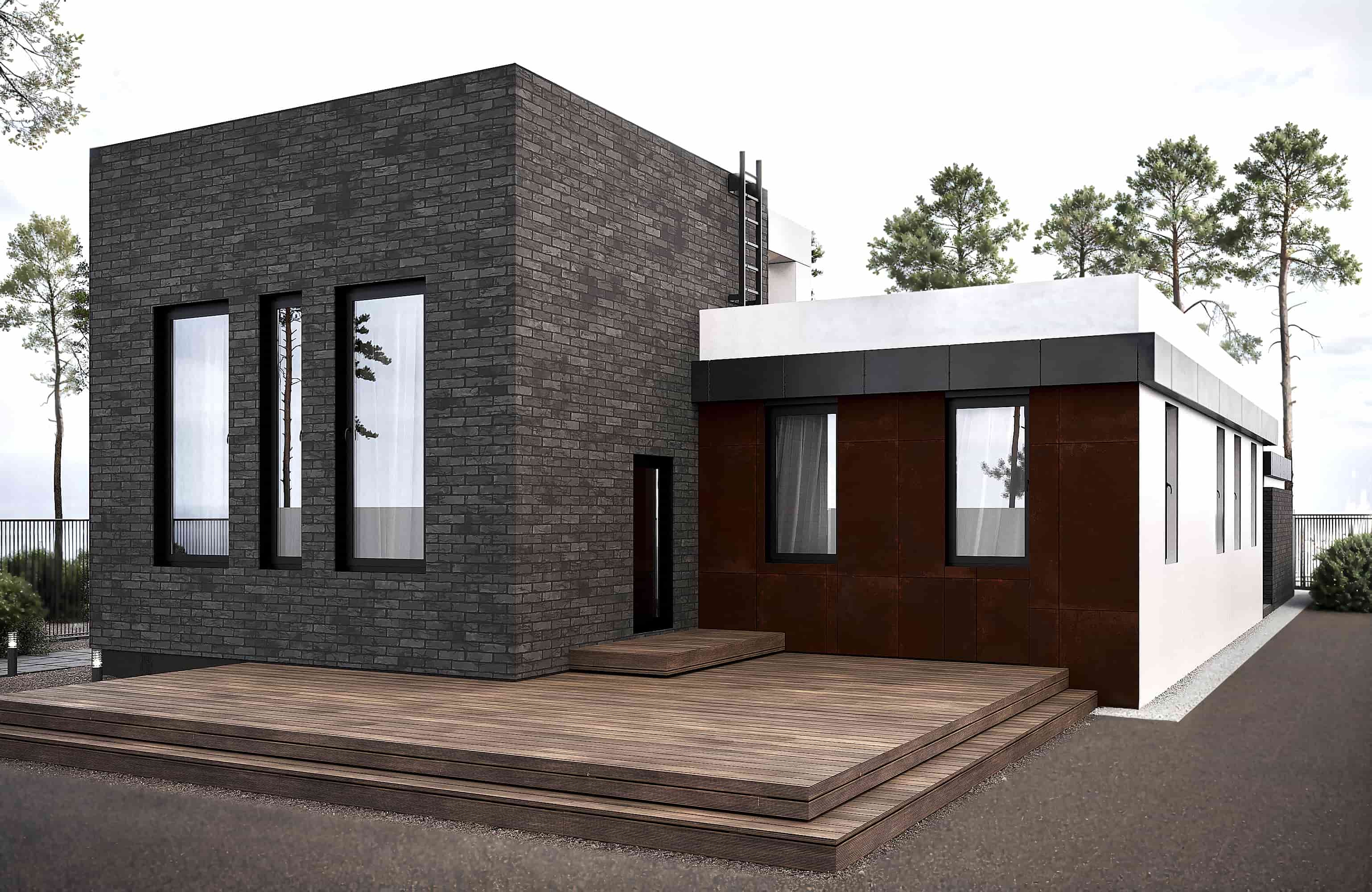 Ресепшн из керамогранита, бетонная стойка с статуэткой из нержавеющей стали