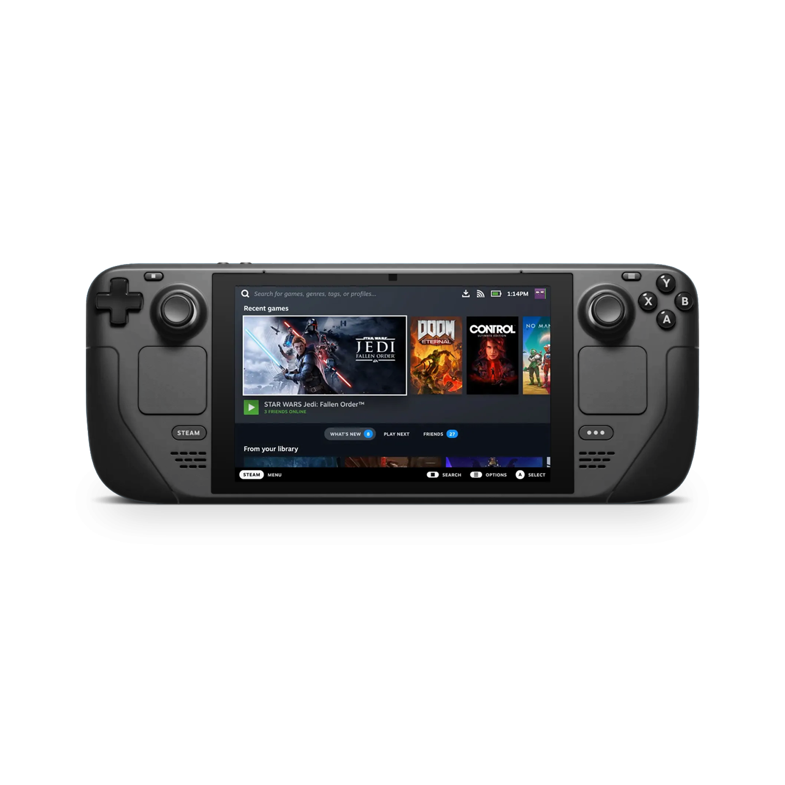 Steam Deck LCD, вид спереди