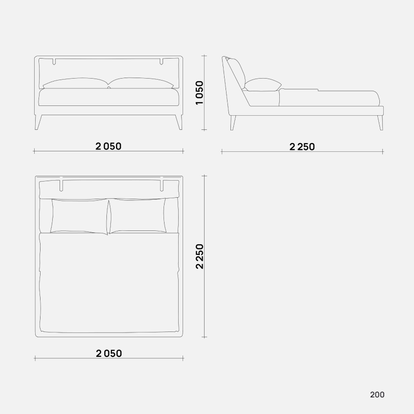 Элегантная двуспальная кровать Cuddle от Simple Form с мягким изголовьем и минималистичным дизайном, идеально подходящая для современного интерьера спальни.