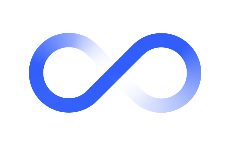3D abstract infinity symbol with blue sphere