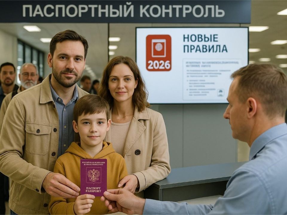 Рисунок семья проходит паспортный контроль по новым правилам в 2026 году