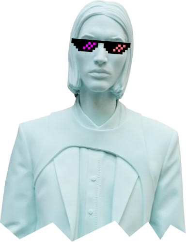 Fashionable statue in stylish glasses