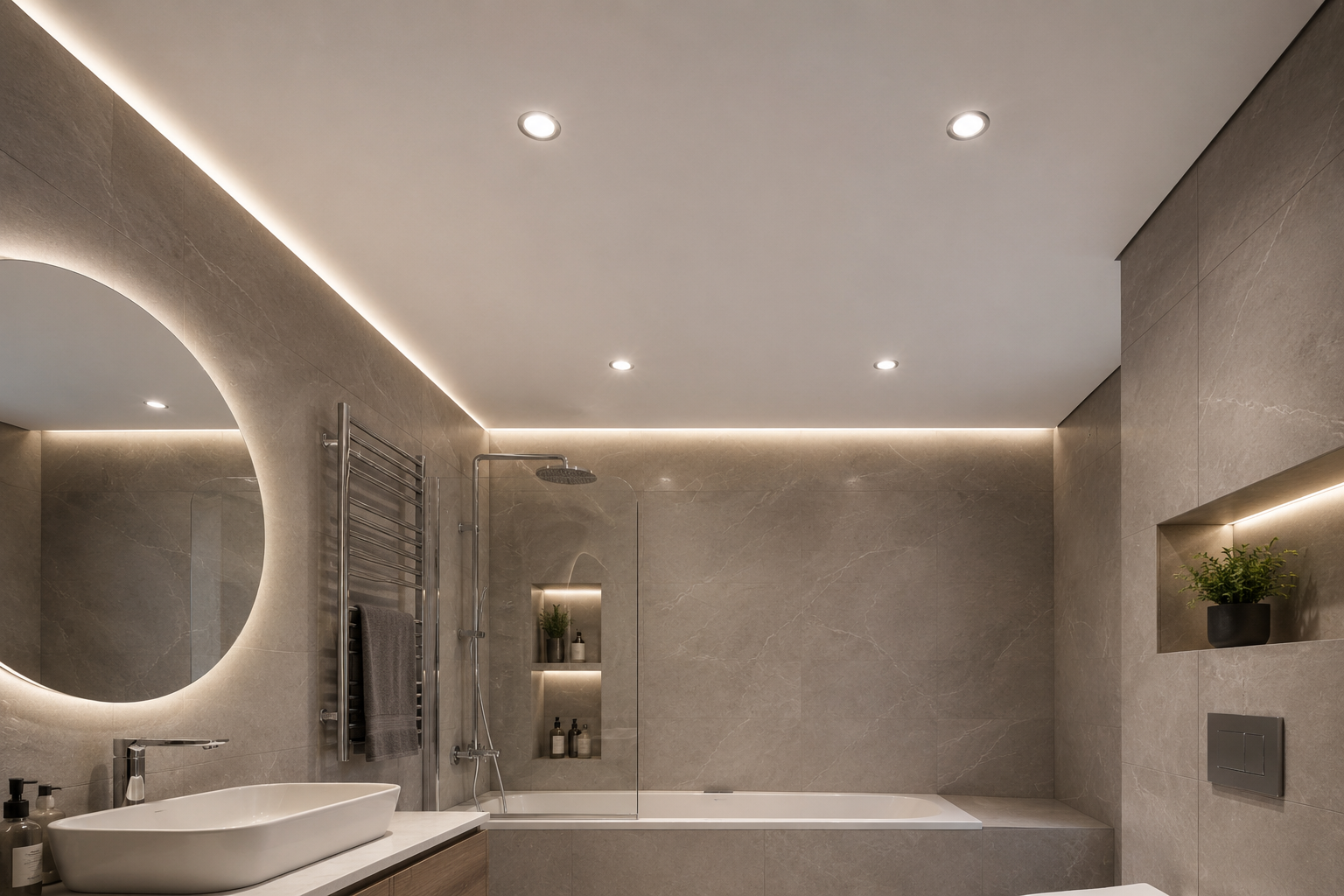 Натяжной потолок в ванной FreshCeiling