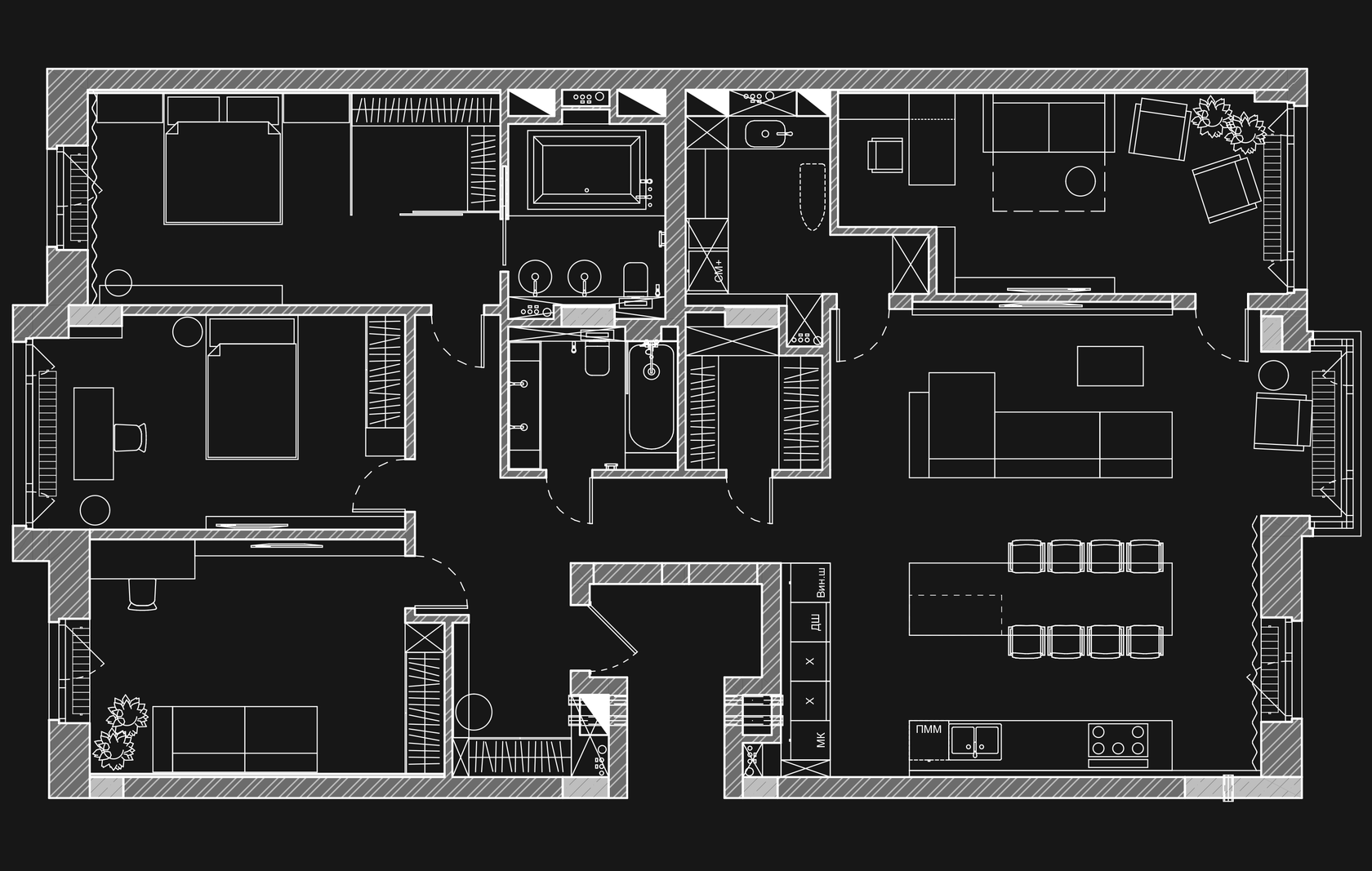 Residential complex ZILART, Moscow, apartment interior design 182 sq m