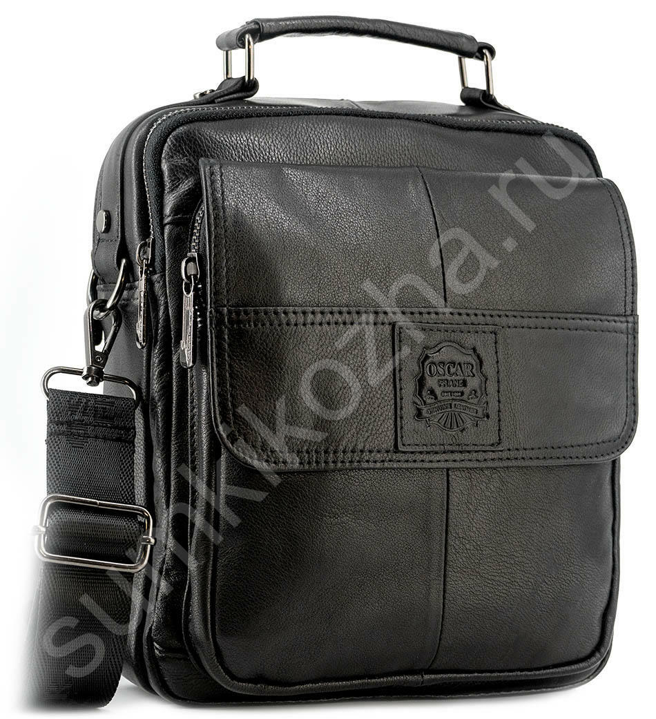 Мужские кожаные сумки, портфели, барсетки с ремнём через плечо