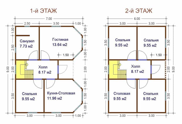 Проект дома 7х9 двухэтажный