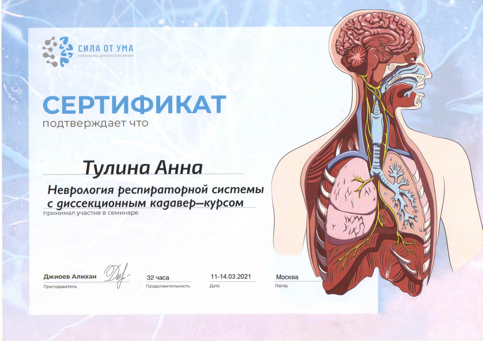 Сертификат курса 