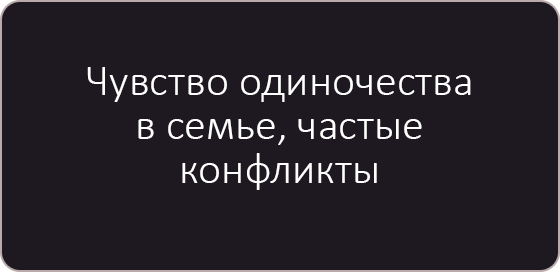 Чувство одиночества в семье, частые конфликты.