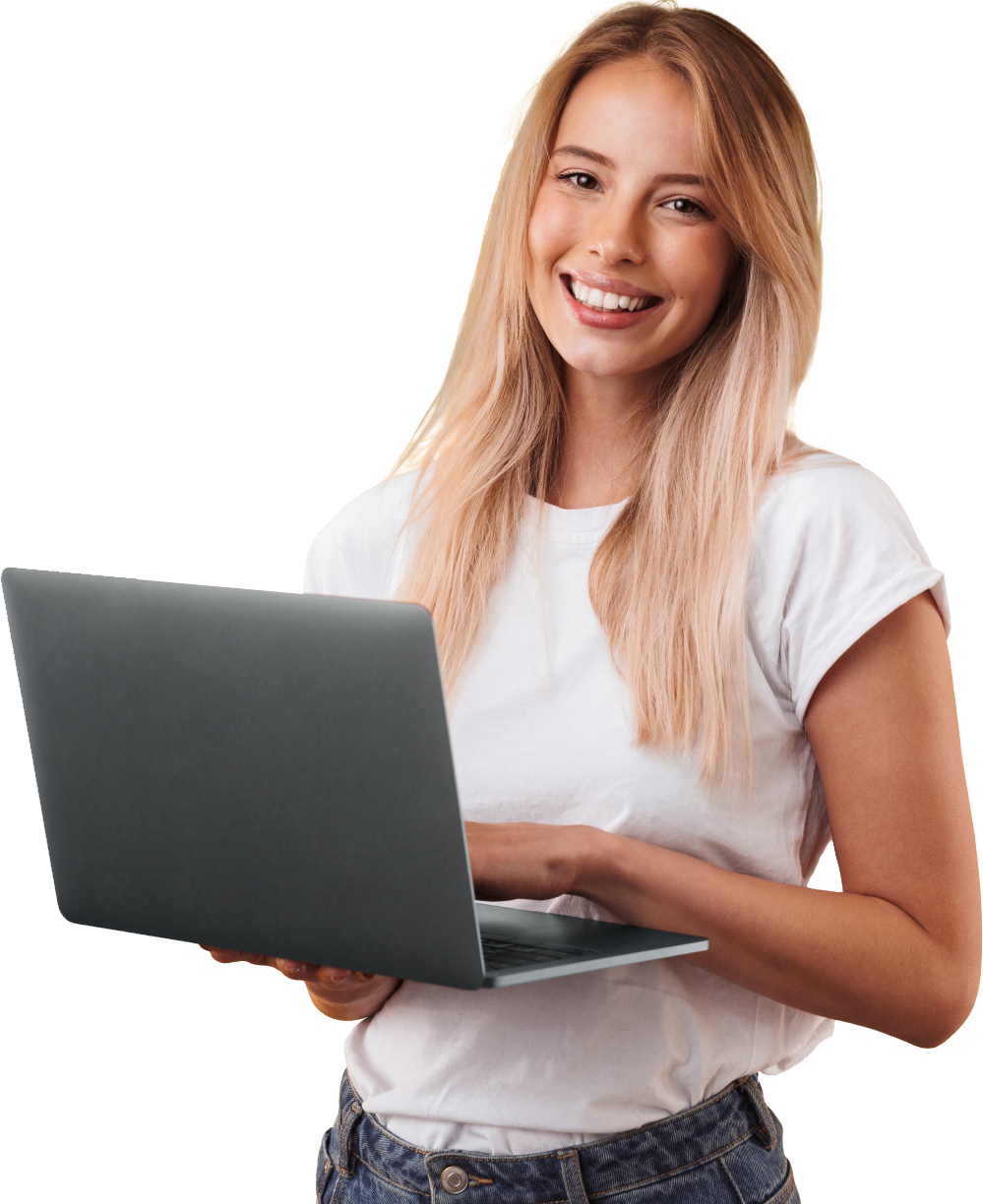Молодая девушка с ноутбуком — поиск работы онлайн бесплатно на рекрутинговом сайте
