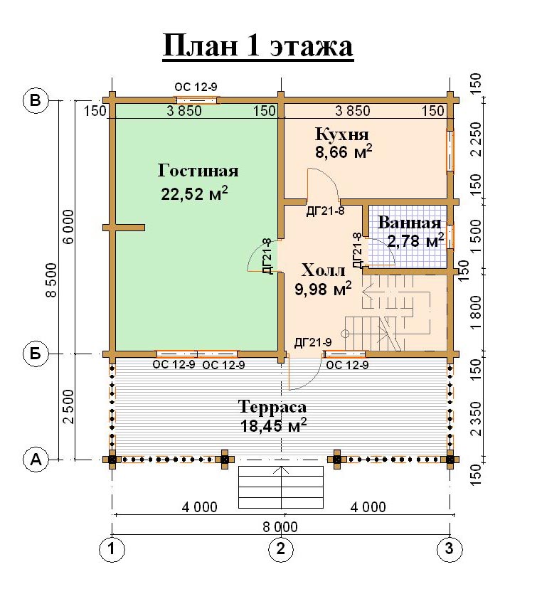 План брусового дома 8 9