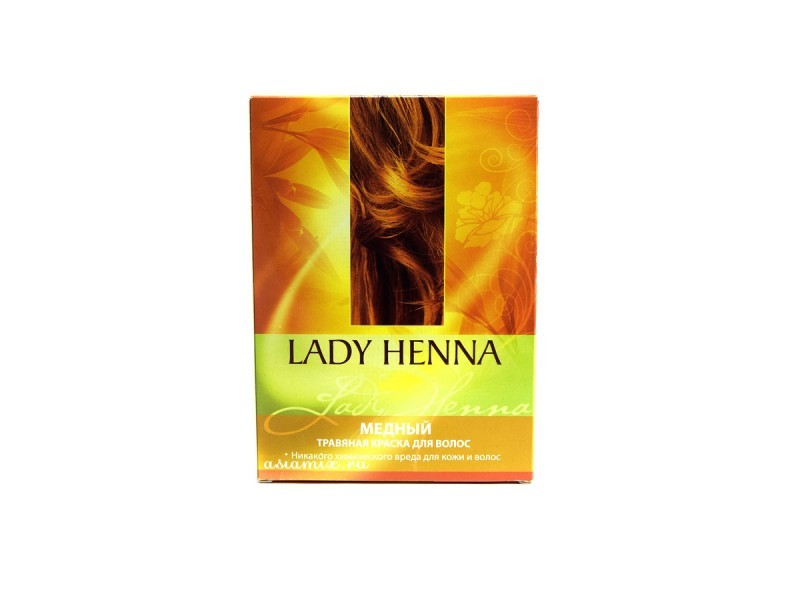 Краска для волос натуральная травяная медный lady henna