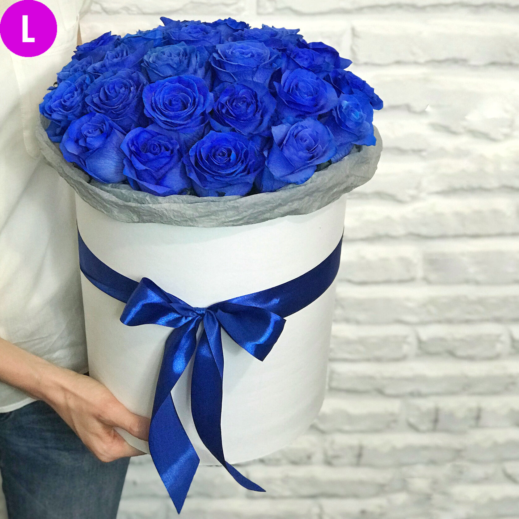 Большой букет синих роз