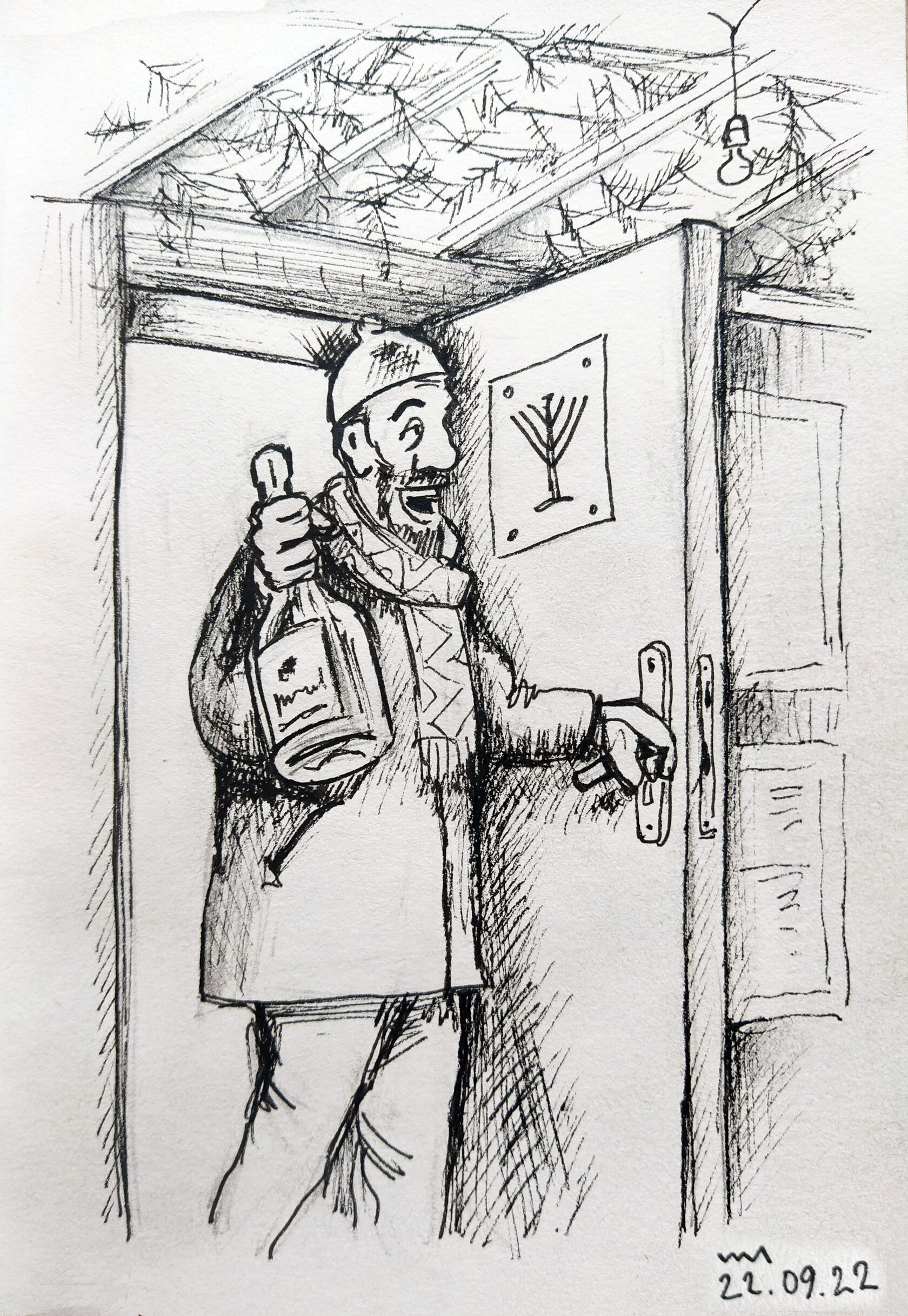 Суккот - юмористический рисунок художника Йосифа Лихтарева