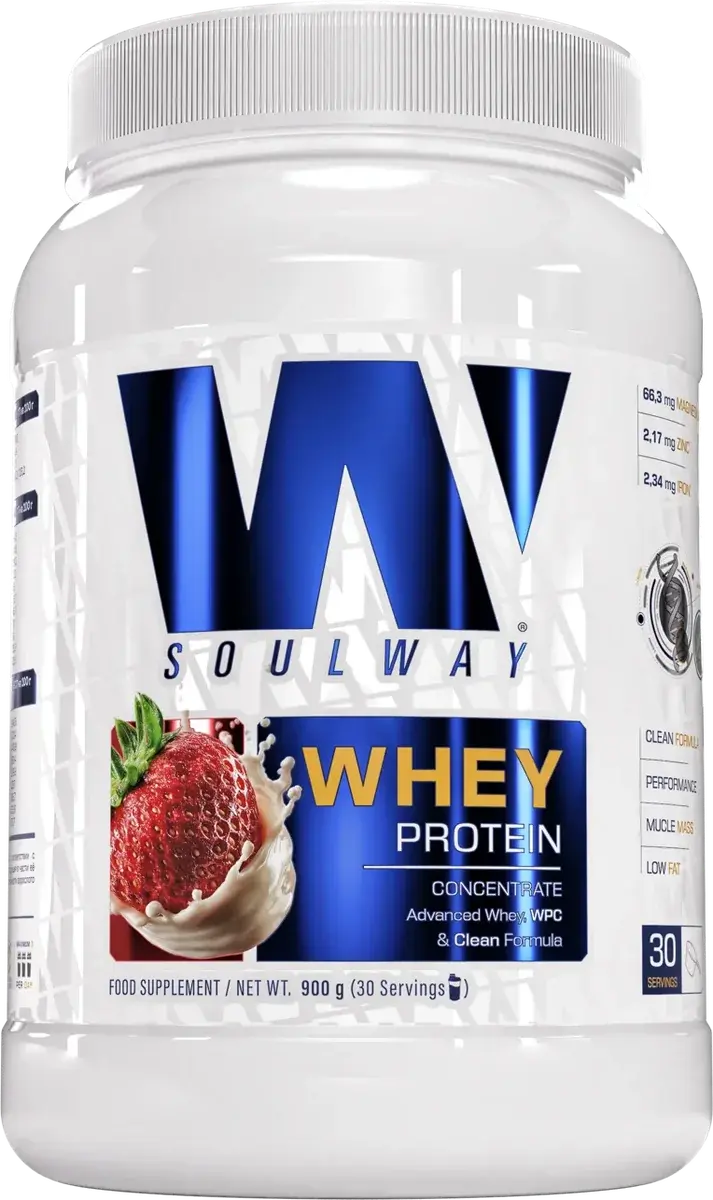 Банка сывороточного протеина Soul Way со вкусом клубники, 900 г