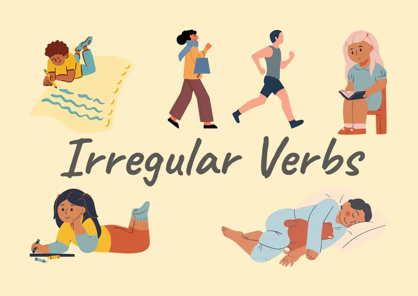 Irregular Verbs — дети изучают неправильные английские глаголы, пишут и читают книги