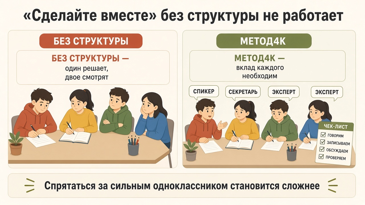 Командная работа без структуры и со структурой Метод4К