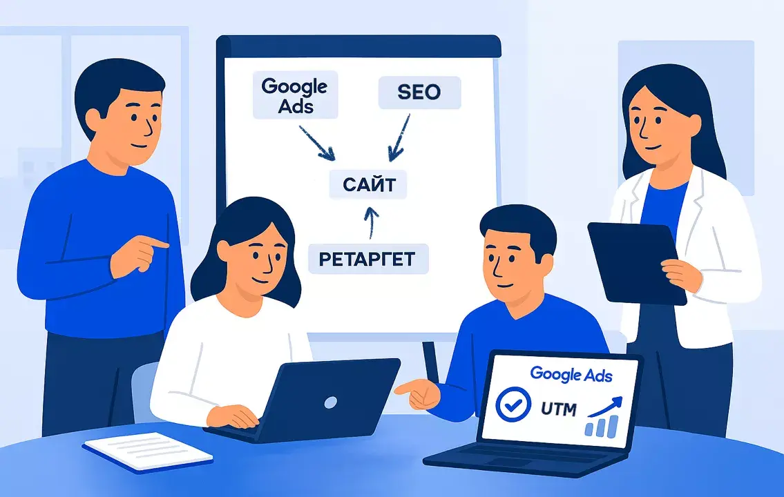 Специалисты Метриум анализируют связку Google Ads, сайта, SEO и ретаргета