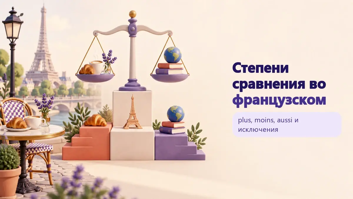 Обложка статьи «Степени сравнения во французском»: тематическая учебная композиция LaRou